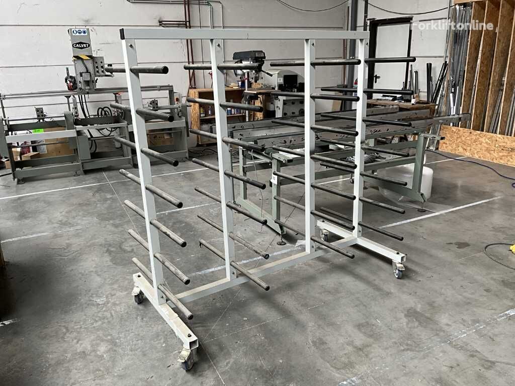 Mobile metal profile rack with 2x 7 levels warehouse shelving